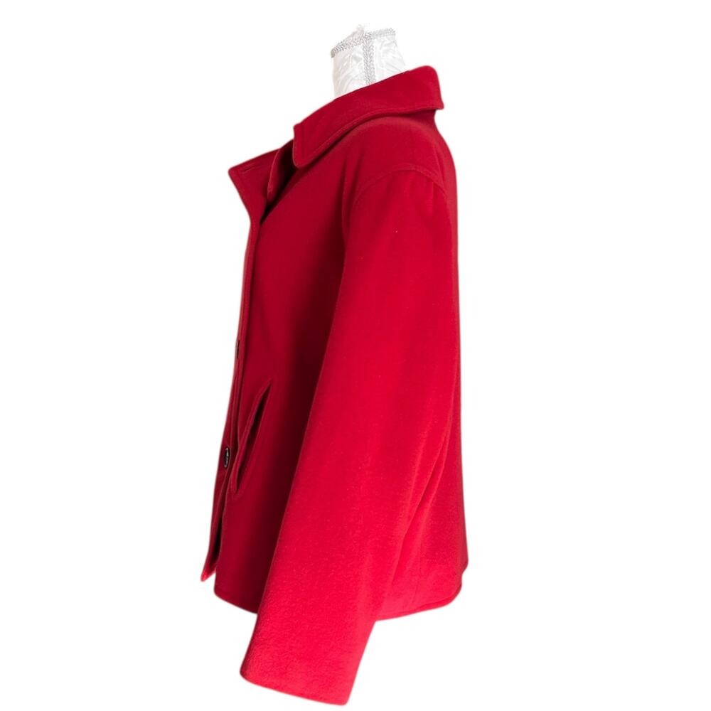 LizSport Red Wool Cashmere Pea Coat Vintage Womens Sz Large Quiet Luxury Classic - Picture 15 of 16